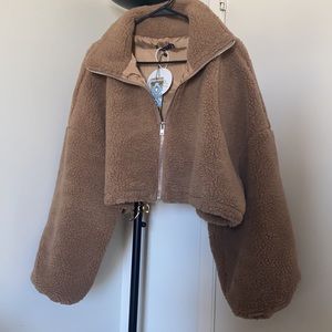 Boohoo Petite Teddy Faux Fur Oversized Bomber